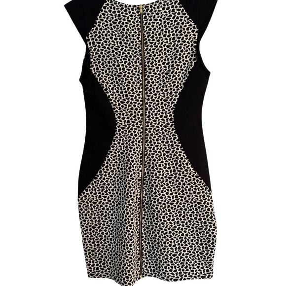 Express Womens Leopard Print Dress Size 8 Black Sleeveless Pencil Full Back Zip - Picture 6 of 9